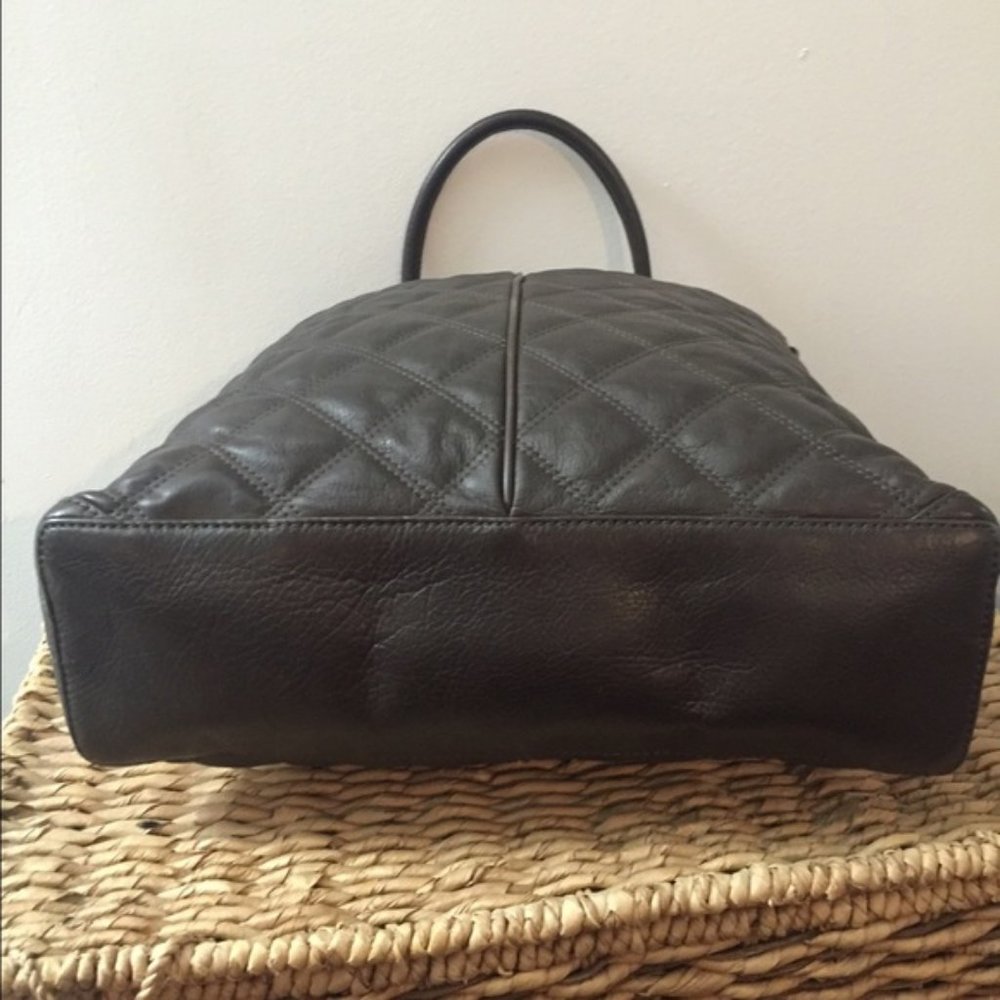 J.Crew Quincy Leather Tote Gray/Green - Picture 3 of 6